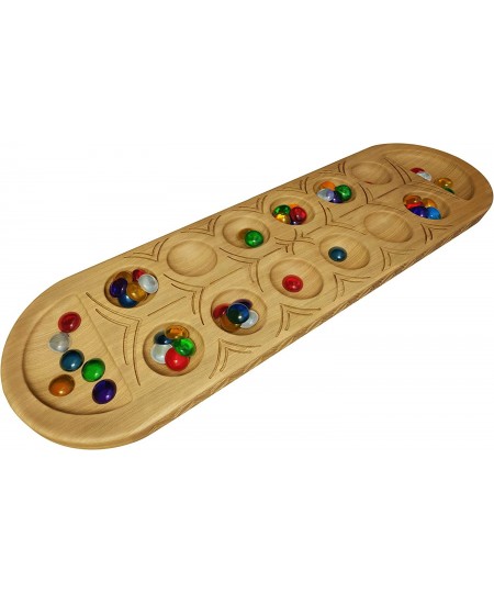 Classic Mancala Game - Features A Full-Sized Solid Wooden Board with Exquisite Detail Stones $16.60 - Board Games