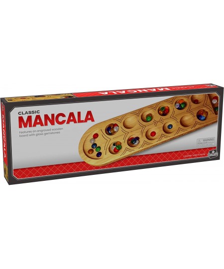 Classic Mancala Game - Features A Full-Sized Solid Wooden Board with Exquisite Detail Stones $16.60 - Board Games