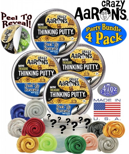 Putty Mini Tins Treasure Surprise Peel to Reveal (Collect All 12 Colors) Gift Set Party Bundle - 4 Pack (.47oz Each) *Items a...