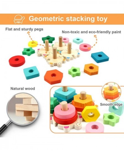 Stacking Toys for Toddlers 1-3 Montessori Shape Sorter Baby Toys 12-18 Months Wooden Block Educational Puzzle Toys for Boys G...