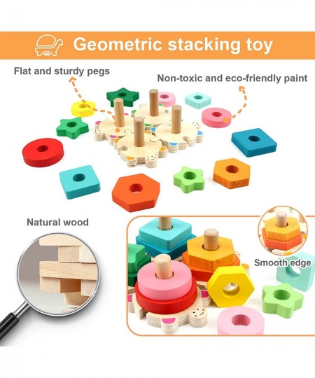 Stacking Toys for Toddlers 1-3 Montessori Shape Sorter Baby Toys 12-18 Months Wooden Block Educational Puzzle Toys for Boys G...