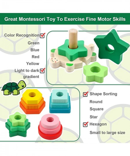 Stacking Toys for Toddlers 1-3 Montessori Shape Sorter Baby Toys 12-18 Months Wooden Block Educational Puzzle Toys for Boys G...