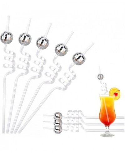 12 Pack Disco Ball Straws Disco Party Decorations Bachelorette Straws Reusable Plastic Straws Suitable for Disco Party Home B...