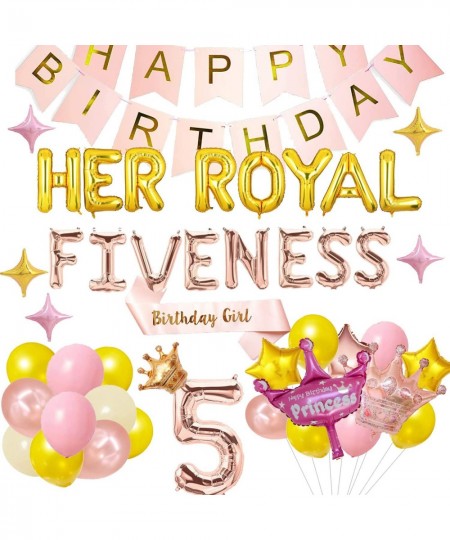 Her Royal Fiveness Birthday Decorations 5th Birthday Decorations Girl Princess Theme Birthday Party Decorations for 5 Year Ol...