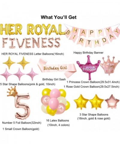 Her Royal Fiveness Birthday Decorations 5th Birthday Decorations Girl Princess Theme Birthday Party Decorations for 5 Year Ol...