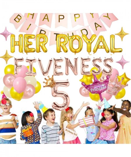 Her Royal Fiveness Birthday Decorations 5th Birthday Decorations Girl Princess Theme Birthday Party Decorations for 5 Year Ol...