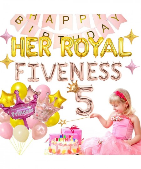 Her Royal Fiveness Birthday Decorations 5th Birthday Decorations Girl Princess Theme Birthday Party Decorations for 5 Year Ol...