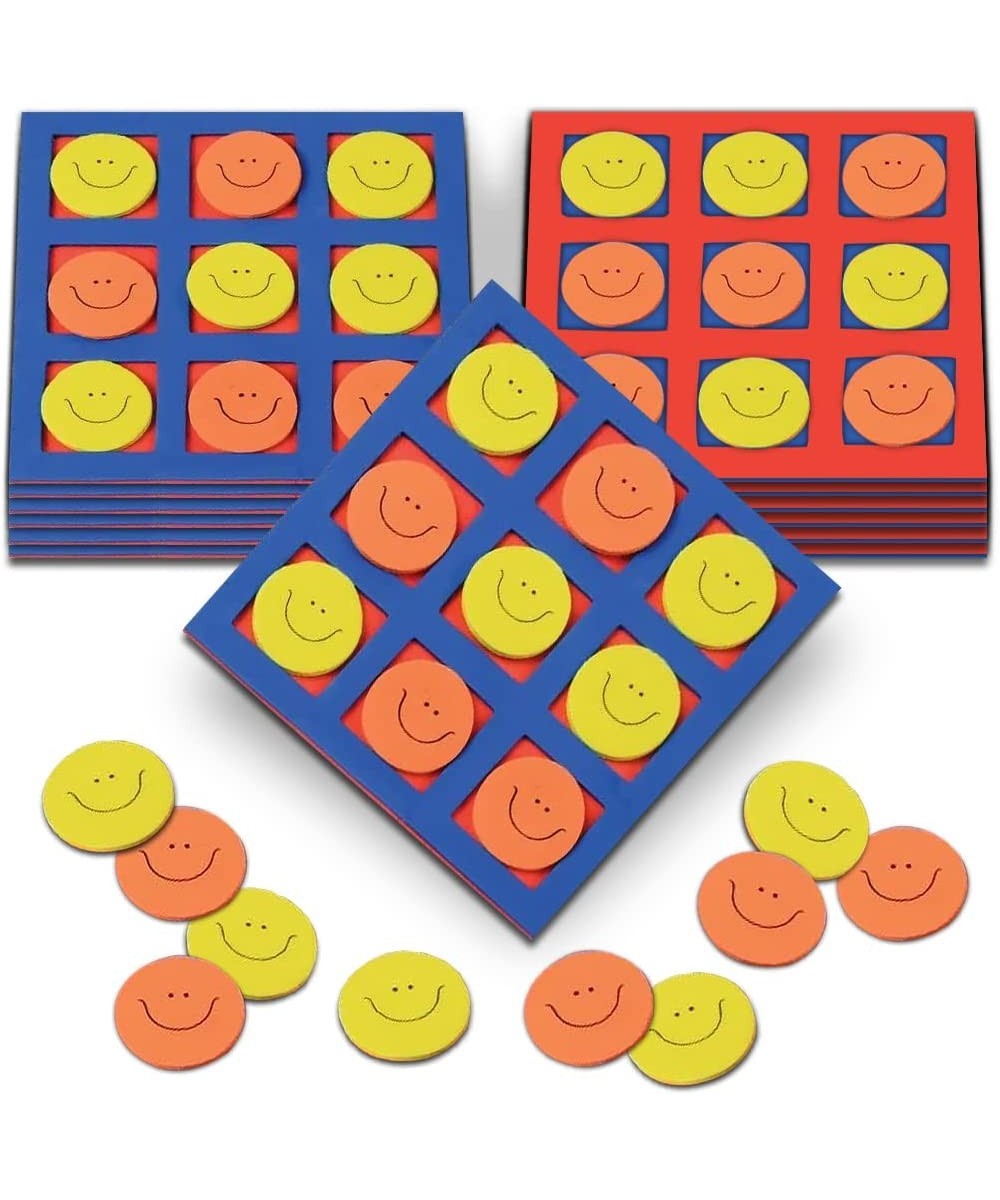 Foam Smile Face Tic-Tac-Toe Mini Board Games for Kids Set of 12 5” x 5’” Foam Boards and Tokens Birthday Party Favors Goodie ...