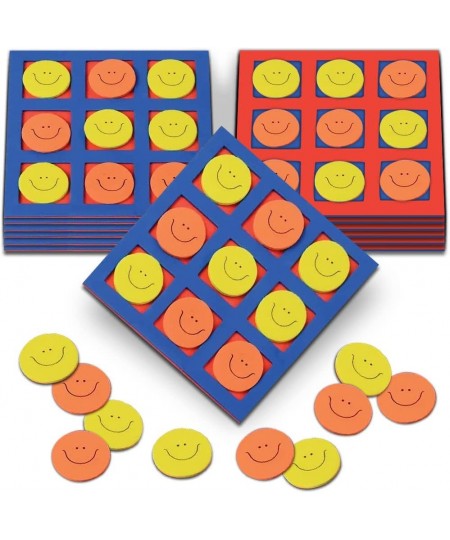 Foam Smile Face Tic-Tac-Toe Mini Board Games for Kids Set of 12 5” x 5’” Foam Boards and Tokens Birthday Party Favors Goodie ...