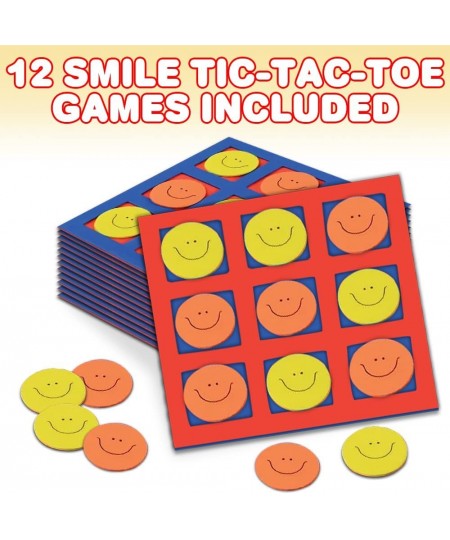 Foam Smile Face Tic-Tac-Toe Mini Board Games for Kids Set of 12 5” x 5’” Foam Boards and Tokens Birthday Party Favors Goodie ...