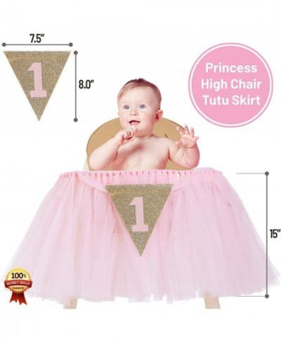 1st Birthday Girl Decoration High Chair Tutu Skirt Banner No.1 - Cake Smash 1st Birthday Decorations for Baby Girls - First B...