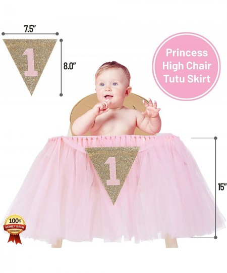 1st Birthday Girl Decoration High Chair Tutu Skirt Banner No.1 - Cake Smash 1st Birthday Decorations for Baby Girls - First B...