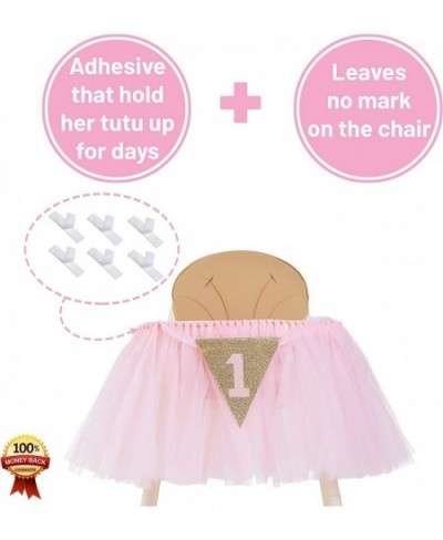 1st Birthday Girl Decoration High Chair Tutu Skirt Banner No.1 - Cake Smash 1st Birthday Decorations for Baby Girls - First B...