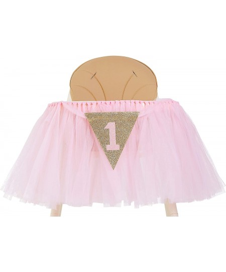 1st Birthday Girl Decoration High Chair Tutu Skirt Banner No.1 - Cake Smash 1st Birthday Decorations for Baby Girls - First B...