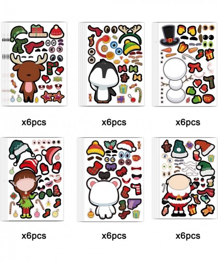 36 PCS Christmas Stickers Make-a-face Christmas Stickers for Kids Party Games DIY Santa Claus Snowman Reindeer Design Sticker...