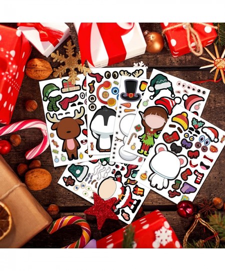 36 PCS Christmas Stickers Make-a-face Christmas Stickers for Kids Party Games DIY Santa Claus Snowman Reindeer Design Sticker...