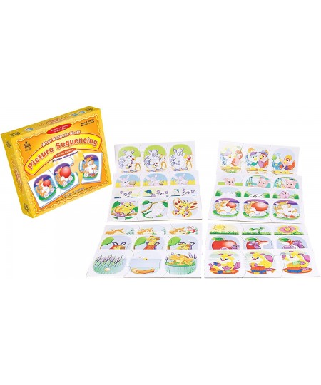 Carson Dellosa What Happens Next? Pre-Reading Puzzle Game Set Colorful 3-Scene Picture Sequencing Phonics Game With 14 3-Scen...