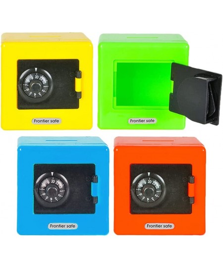 Plastic Combination Safe Banks Set of 4 Money Safe for Kids in Assorted Colors Unique Piggy Bank for Boys and Girls Money Sav...