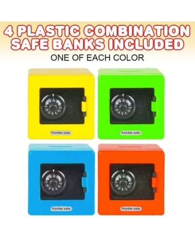 Plastic Combination Safe Banks Set of 4 Money Safe for Kids in Assorted Colors Unique Piggy Bank for Boys and Girls Money Sav...