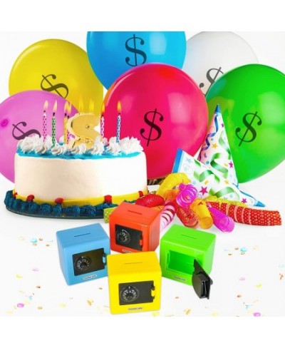 Plastic Combination Safe Banks Set of 4 Money Safe for Kids in Assorted Colors Unique Piggy Bank for Boys and Girls Money Sav...