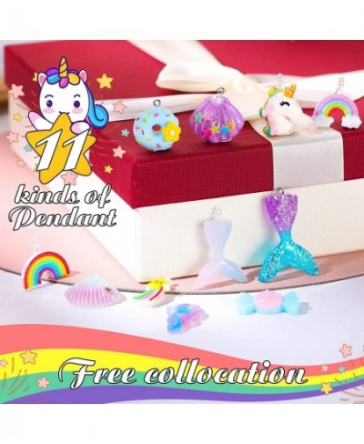 540 Pieces Unicorn Mermaid DIY Bead Jewelry Making Kit for Girls Rainbow Shell Necklace Bracelet Craft Art for Kids Unicorn M...