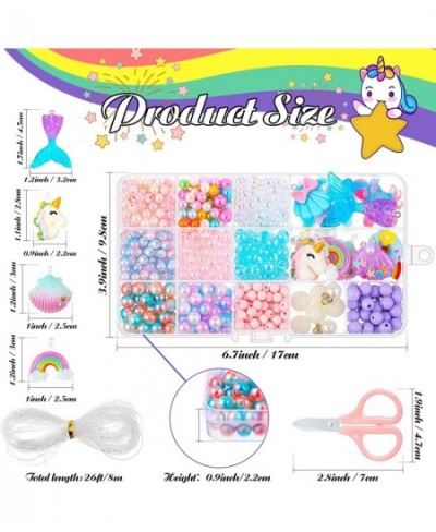 540 Pieces Unicorn Mermaid DIY Bead Jewelry Making Kit for Girls Rainbow Shell Necklace Bracelet Craft Art for Kids Unicorn M...