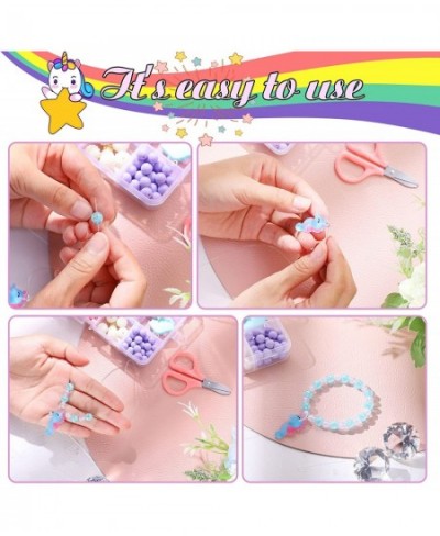 540 Pieces Unicorn Mermaid DIY Bead Jewelry Making Kit for Girls Rainbow Shell Necklace Bracelet Craft Art for Kids Unicorn M...