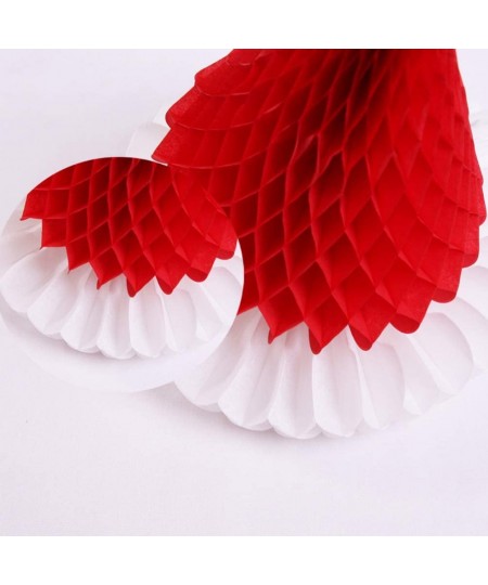 2Pcs Christmas Santa Hat Paper Honeycomb Hanging Xmas Santa Cap Table Decoration for Holiday Christmas Tree Decoration (Red) ...