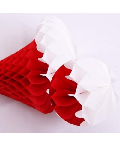 2Pcs Christmas Santa Hat Paper Honeycomb Hanging Xmas Santa Cap Table Decoration for Holiday Christmas Tree Decoration (Red) ...