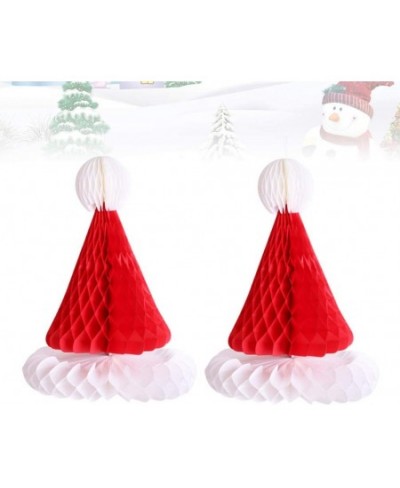 2Pcs Christmas Santa Hat Paper Honeycomb Hanging Xmas Santa Cap Table Decoration for Holiday Christmas Tree Decoration (Red) ...