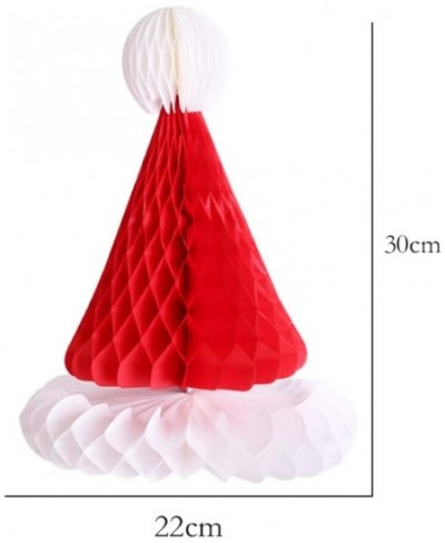 2Pcs Christmas Santa Hat Paper Honeycomb Hanging Xmas Santa Cap Table Decoration for Holiday Christmas Tree Decoration (Red) ...