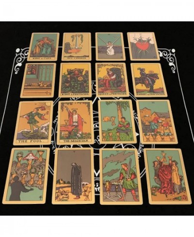 Classic Tarot Deck with Guidebook PVC Holographic Waterproof Gold Foil 78 Tarot Deck Set Fortune Telling Game for Beginners&E...