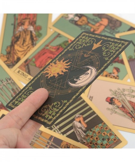 Classic Tarot Deck with Guidebook PVC Holographic Waterproof Gold Foil 78 Tarot Deck Set Fortune Telling Game for Beginners&E...