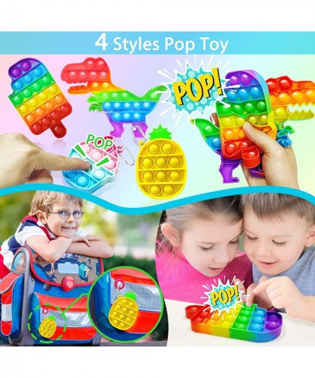 50Pcs Valentines Day Pop Sensory Fidget Party Favors Toys Set 24 Styles Stress Relief Toys Glow Stress Balls Dinosaur Poppers...