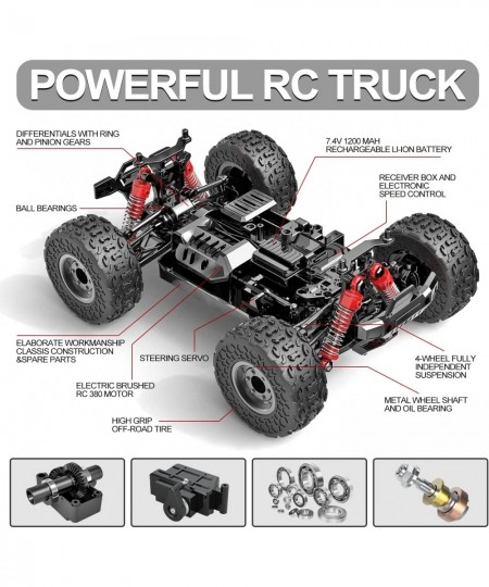 Remote Control Car 1:16 Scale 45Km/h 4WD RC Car Waterproof Drift Off-Road High Speed Remote Control Car with Two Rechargeable...