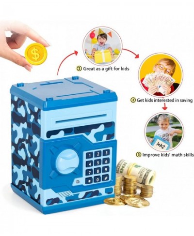 ATM Piggy Bank for Boys Girls Mini ATM Coin Bank Money Saving Box with Password Kids Safe Money Jar for Adults with Auto Grab...