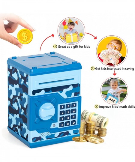 ATM Piggy Bank for Boys Girls Mini ATM Coin Bank Money Saving Box with Password Kids Safe Money Jar for Adults with Auto Grab...