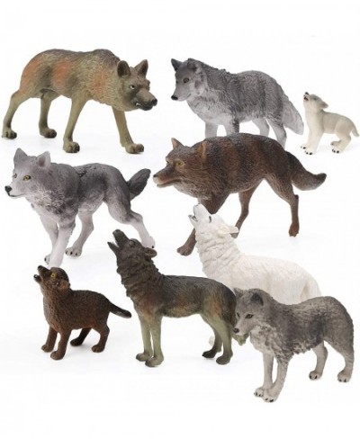 9pcs Wolf Toy Figurines Wolf Animals Figures for Kids Wolf Toy Playset Cake Toppers Decoration $39.31 - Play Figure Playsets