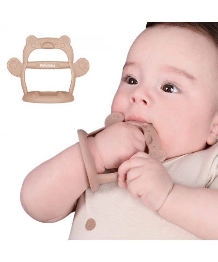 Anti-Dropping Silicone Baby Wrist Teether Soothing Pacifier for Infants 3+ Months Babies Pack of 1 Made in Korea (Bear-Cozy B...