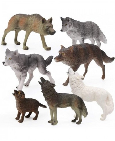 9pcs Wolf Toy Figurines Wolf Animals Figures for Kids Wolf Toy Playset Cake Toppers Decoration $39.31 - Play Figure Playsets