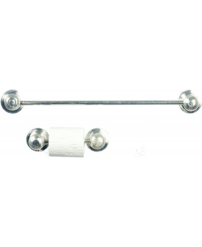 Dollhouse Miniature Bathroom Silver Towel Bar and Toilet Paper Holder $16.68 - Dollhouse Accessories