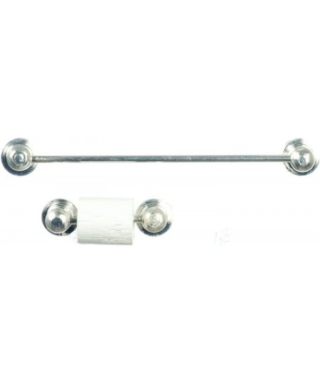 Dollhouse Miniature Bathroom Silver Towel Bar and Toilet Paper Holder $16.68 - Dollhouse Accessories