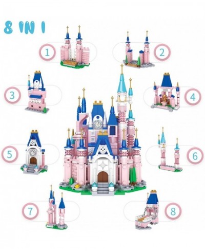 Pink Girls Princess Castle 8 in 1 Building Blocks Toys 596 PCS Compatible with Lego Friends Disney Creative Building Kit Toys...