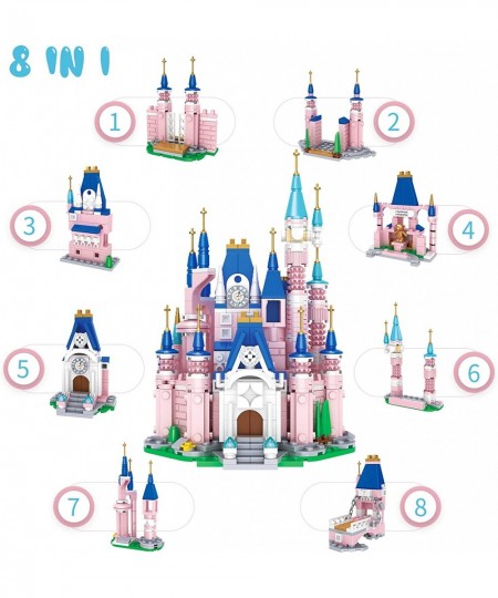 Pink Girls Princess Castle 8 in 1 Building Blocks Toys 596 PCS Compatible with Lego Friends Disney Creative Building Kit Toys...