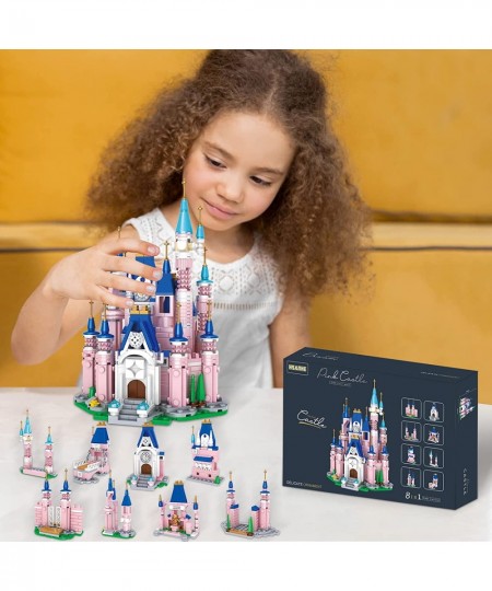 Pink Girls Princess Castle 8 in 1 Building Blocks Toys 596 PCS Compatible with Lego Friends Disney Creative Building Kit Toys...