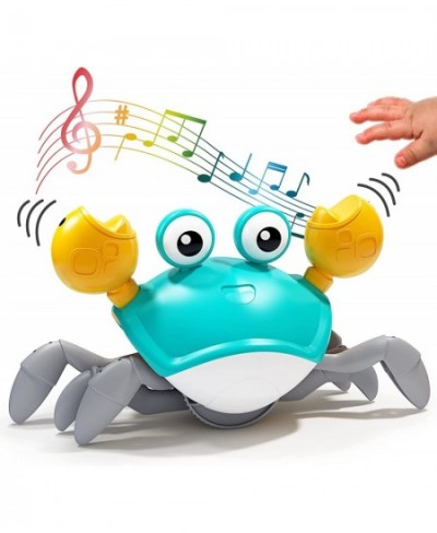 Green Crawling Crab Toys with Light Up Interactive Musical Toy with Automatically Avoid Obstacles USB Rechargeable Fun Moving...