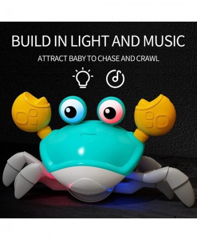 Green Crawling Crab Toys with Light Up Interactive Musical Toy with Automatically Avoid Obstacles USB Rechargeable Fun Moving...