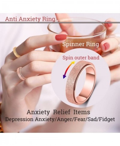 Titanium Stainless Steel Anxiety Ring for Women Men Size 6-10 Width 6MM 5-Color: Rose Gold-Rainbow-Silver-Black-Blue Sand Bla...