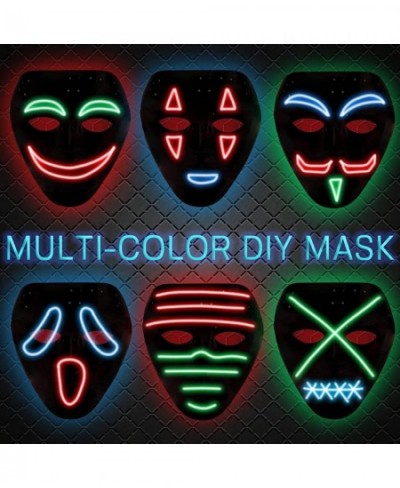 DIY Multicolor Halloween Mask LED Light up Mask Cosplay Make Your Own Funny/Scary/Clown Neon LED Masks Costumes Gift for Blue...