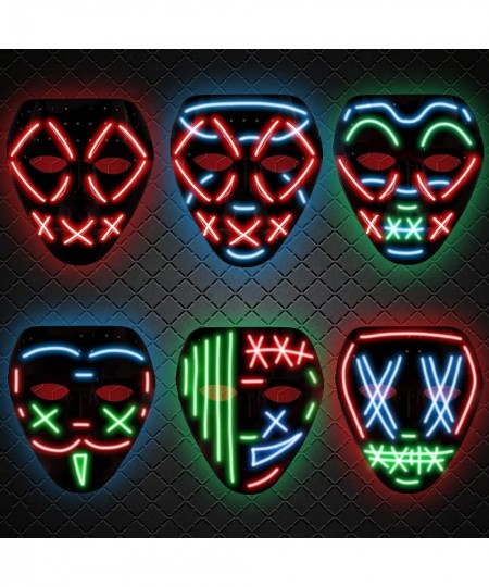 DIY Multicolor Halloween Mask LED Light up Mask Cosplay Make Your Own Funny/Scary/Clown Neon LED Masks Costumes Gift for Blue...